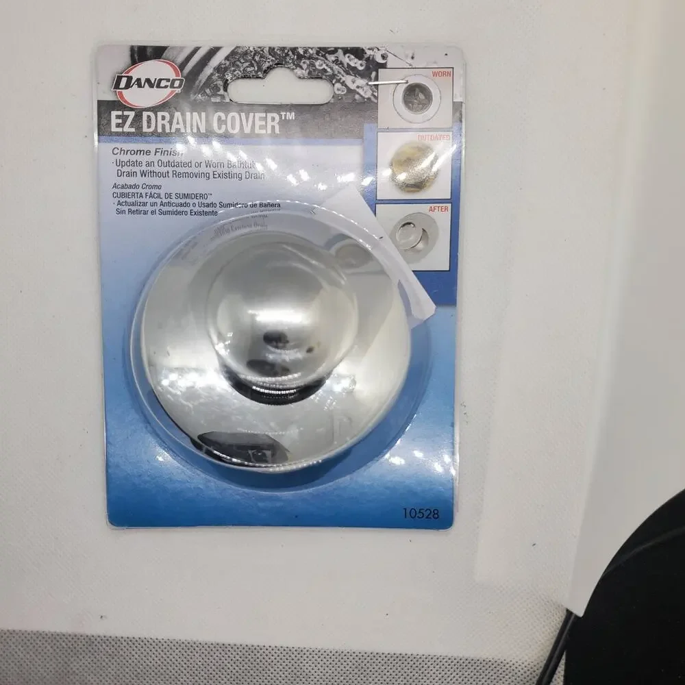 Danco EZ Drain Cover for Bathtub Chrome Round 10528 Universal Bath Stopper